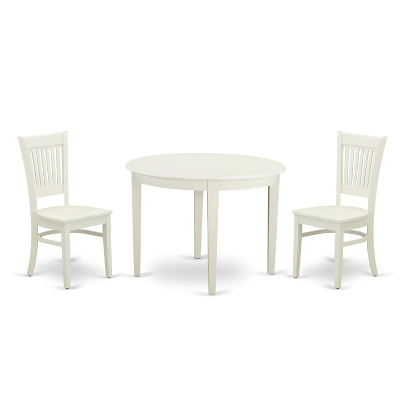 L'ensemble de 3 tables de salle à manger modernes comprend une table de cuisine ronde et 2 chaises de salle à manger, 42 po x 42 po, lin blanc