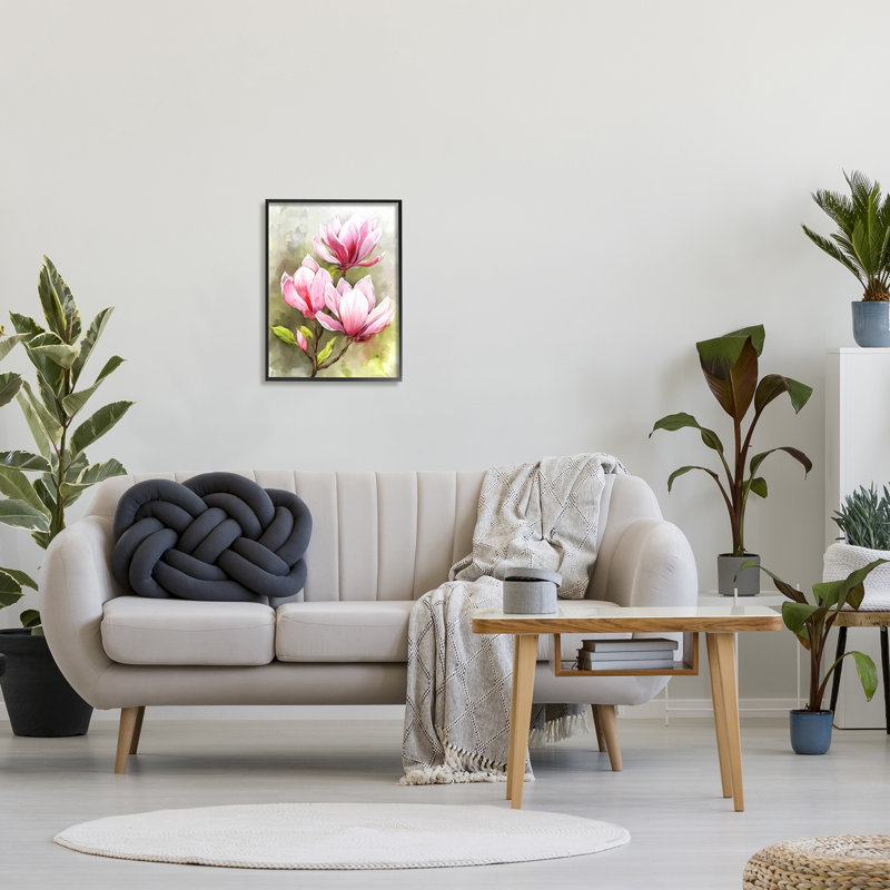 Fleurs de lys roses sur bois par Ziwei Li, Giclée encadrée noir minuit, H 20 po x l 16 po