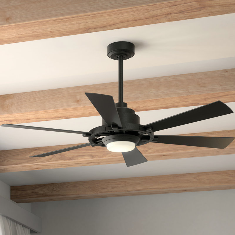 Ventilateur de plafond encastré noir / intérieur encastré avec éclairage DEL et contrôle mural Iras, Noir patiné