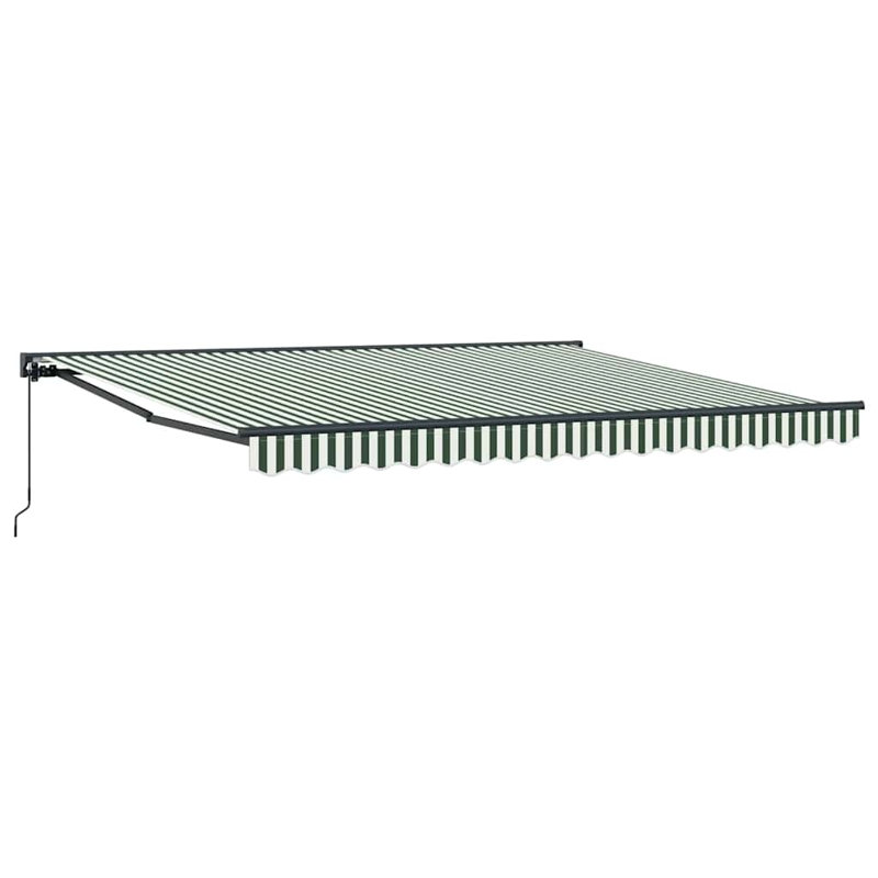 VidaXL Polyester Cover Retractable Patio Awning, Green/White/Black, 400cm W x 300cm D