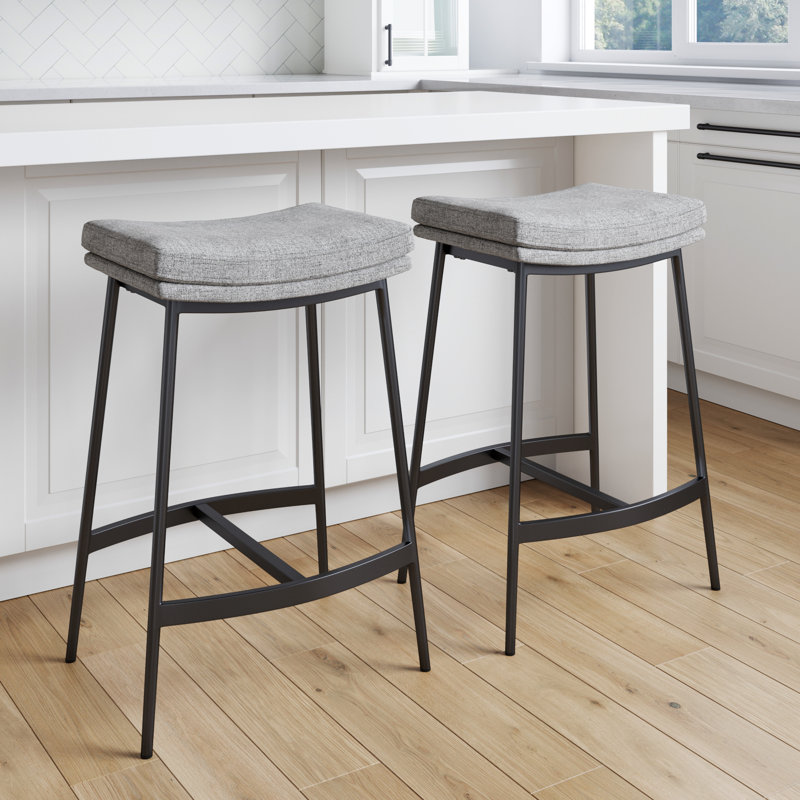 Ensemble de 2 tabourets de bar à hauteur de comptoir rembourrés, 2, Gris