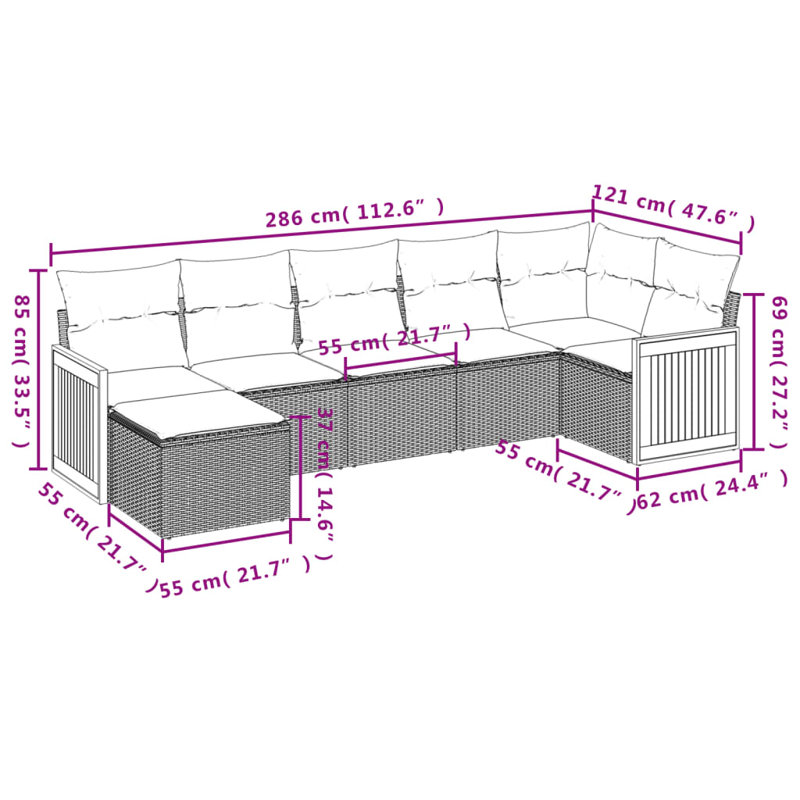 Ensemble de canapé de jardin Vidaxl noir, blanc crème