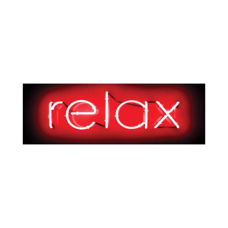 Neon Relax Red On Black by Hailey Carr - Wrapped Canvas Panoramic Print, 30.48 cm H x 91.44 cm W x 1.91 cm D