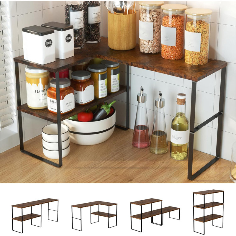 Countertop Organizer Corner Shelf, Dark Brown