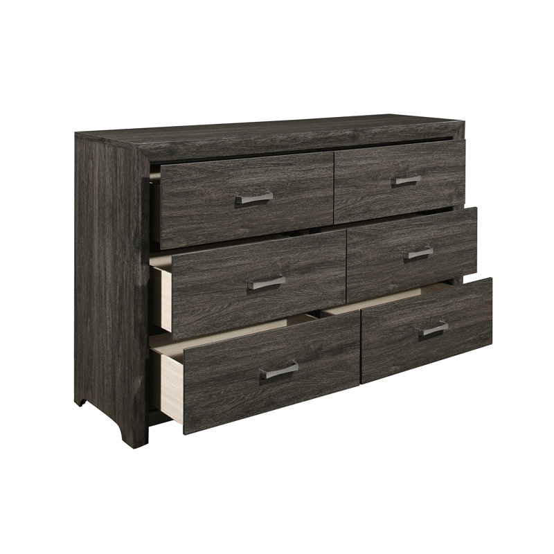 Commode 6 tiroirs Myron, Gris foncé