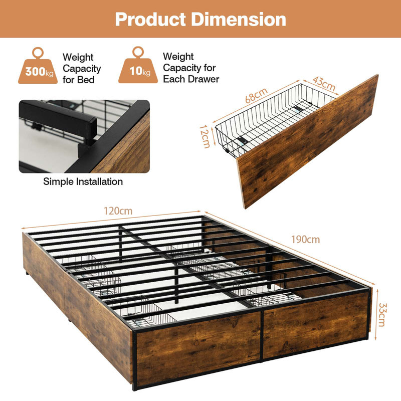 Boyadjis Storage Bed, Small Double (4')