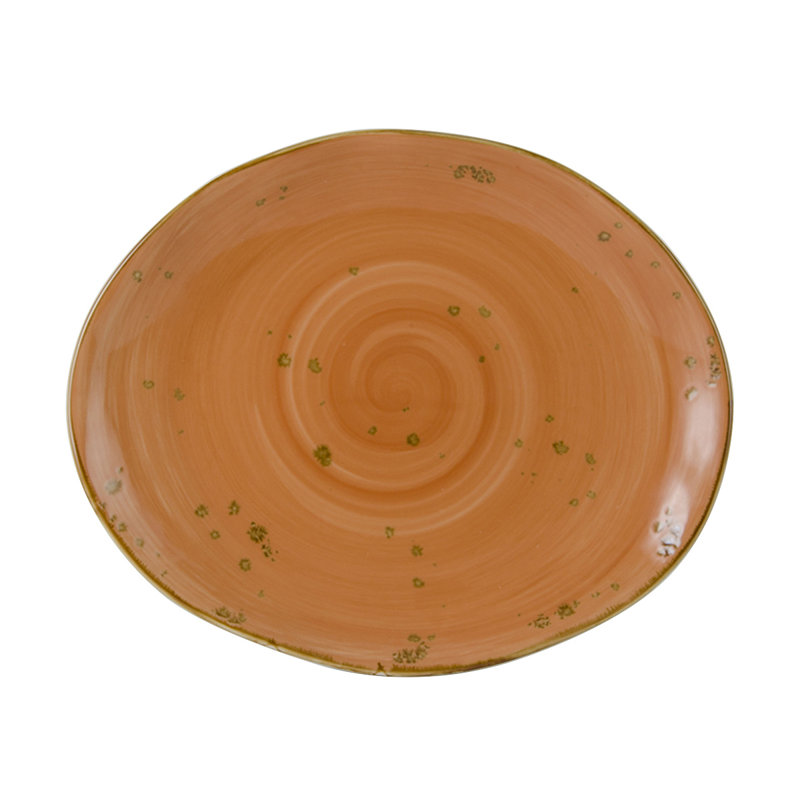 Tuxton Artisan Geode Porcelain Platter, Orange