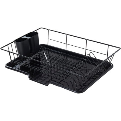 Ensemble de 3 égouttoirs à vaisselle peu encombrants avec porte-couverts pour maximiser l'espace de comptoir