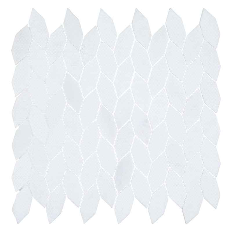 Channing 1-in. x 2.5-in. Elongated Hex Marble Look Polished Natural Stone Wall & Floor Mosaic Tile, Pearl Elongated He