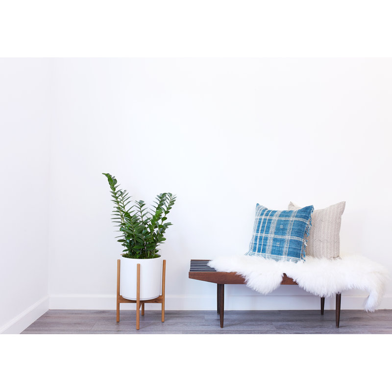 Pot à fleurs en grès Riverside, Blanc / sarcelle, H 18,25 po x l 12,6 po x P 12,6 po