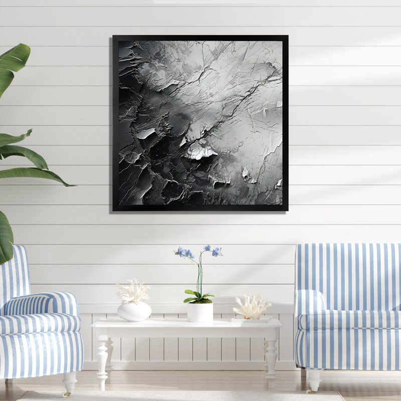 Minimalisme, glacier noir et blanc sur toile, H 16 po x l 16 po x P 1 po, Cadre simple noir