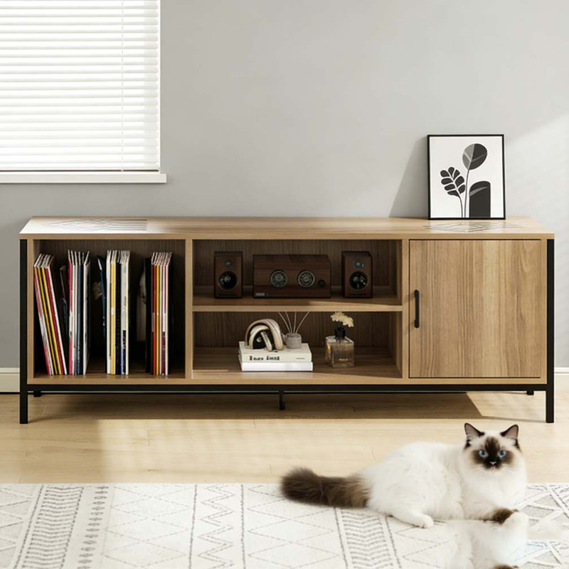 Modern TV Stand for 65 Inch TV, Oak