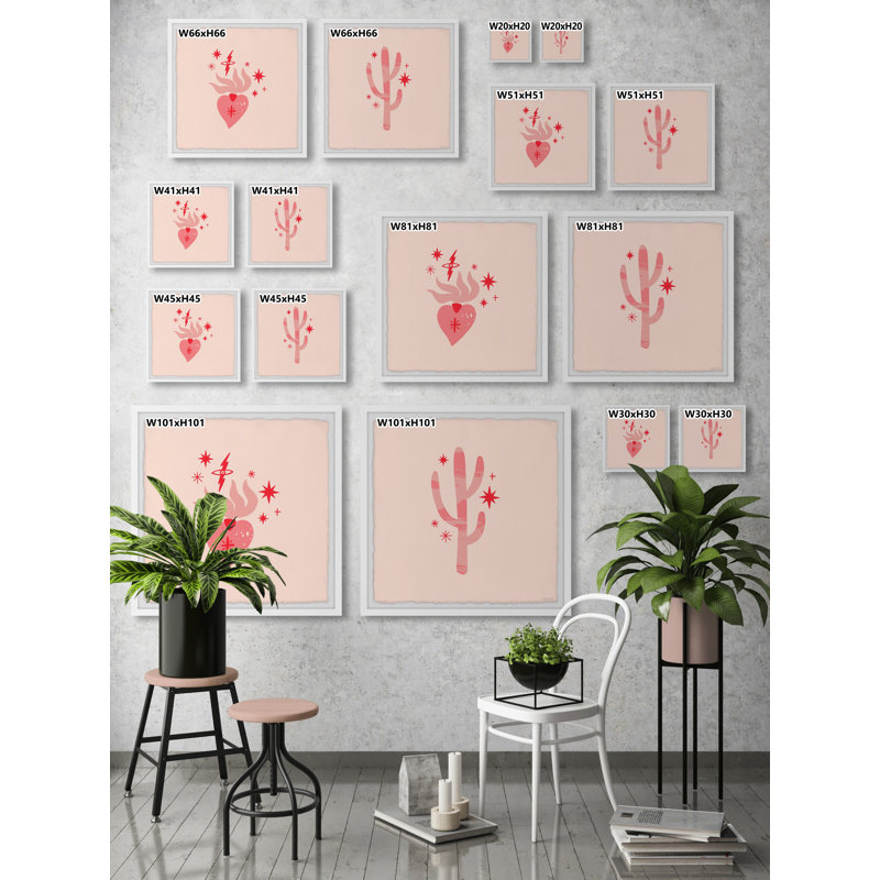 Lurmont Cactus Hearts by Marmont Hill - 2 Piece Single Picture Frame Painting Set, 81''H x 81''W