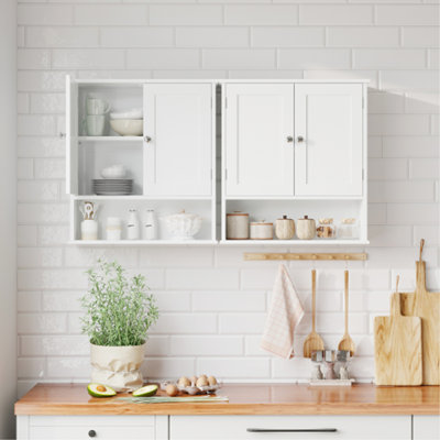 Bathroom Wall Cabinet with Door, Over Toilet Storage, Adjustable Shelves, 3-Tier, for Bathroom, Kitchen, and More