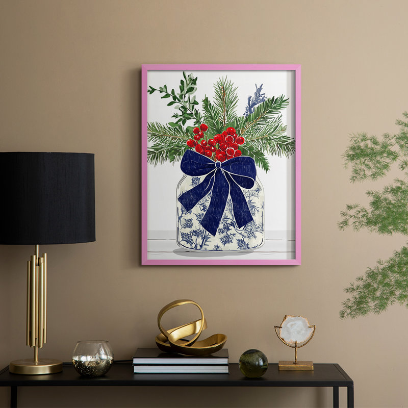 Reproduction encadrée - bois massif, H 15 po x l 12 po, Rose