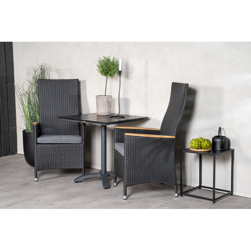 Ambria 2 - Person Teak Wood Patio Dining Set with Extendable Square Table