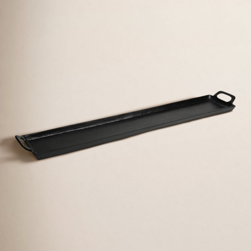 Black Alum. Tray With Handles, 2" H x 5" W x 30" D