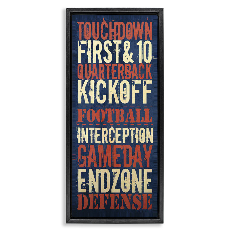 Rustic Football Phrases, 25" H x 11" W, Jet Black Floater Frame