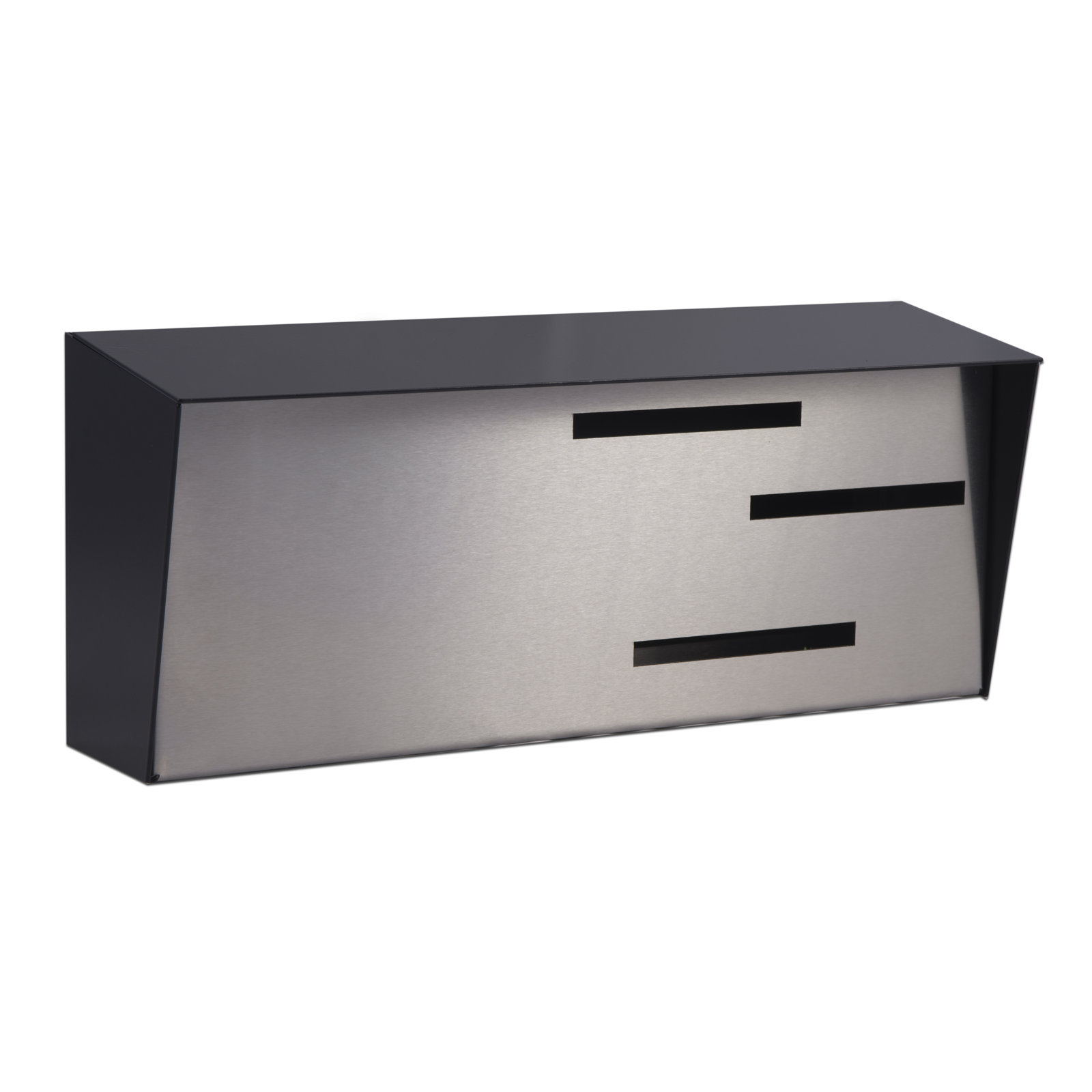 Modern Wall Mounted Mailbox, Black/Silver