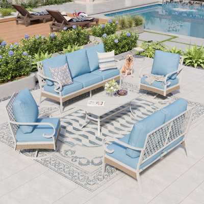 Tapasi 7-Person Patio Conversation Set with Loveseat & Swivel Lounge Chairs