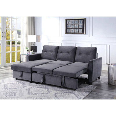 Canapé-lit modulaire réversible en velours gris foncé 83 po Hudson