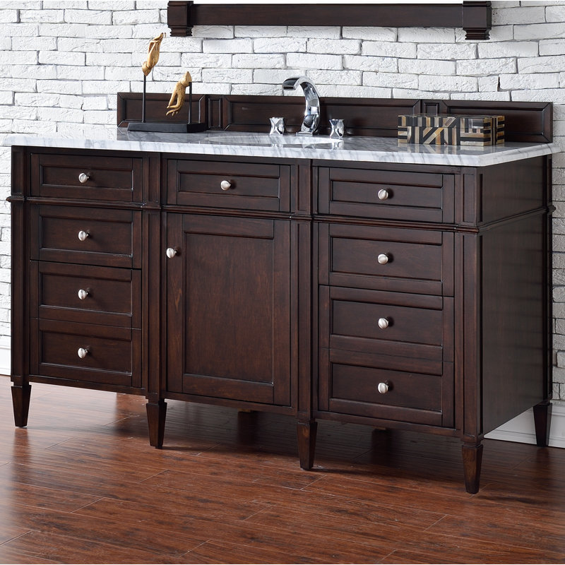 Brittany 60'' W Single Bathroom Vanity Base, Burnished Mahogany