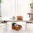 Rectangular Mirror Coffee Table With Fluted Tempered Glass, Modern Sofa Side Table