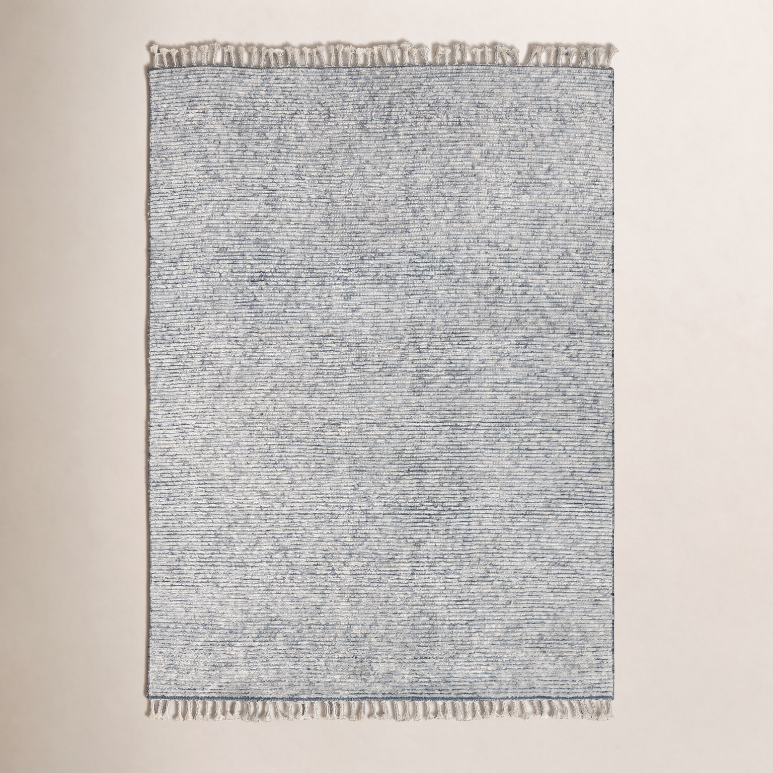 Swifton Gray Hand-Knotted Striped Wool Rug, Rectangle 5' x 8'