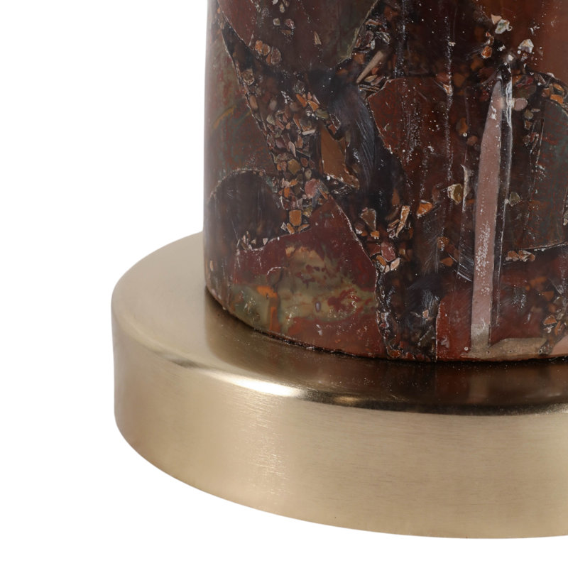 Table d'appoint ronde en métal à colonnes superposées, de style moderne, pour salon - Table d'appoint contemporaine au profil étroit, idéale à côté du canapé - 58 cm, bronze et brun