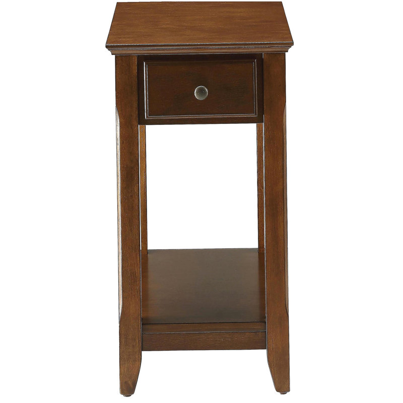 Walnut Accent Table with Bottom Shelf