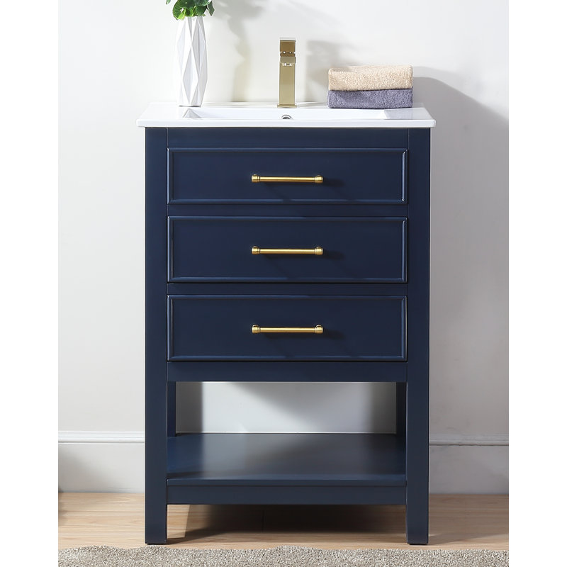 Ensemble de meuble-lavabo pour salle de bain simple 24 po Lauryn, Bleu marine
