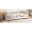 Lit plateforme simple en bois avec garde-corps et tablettes de rangement, blanc-133231914
