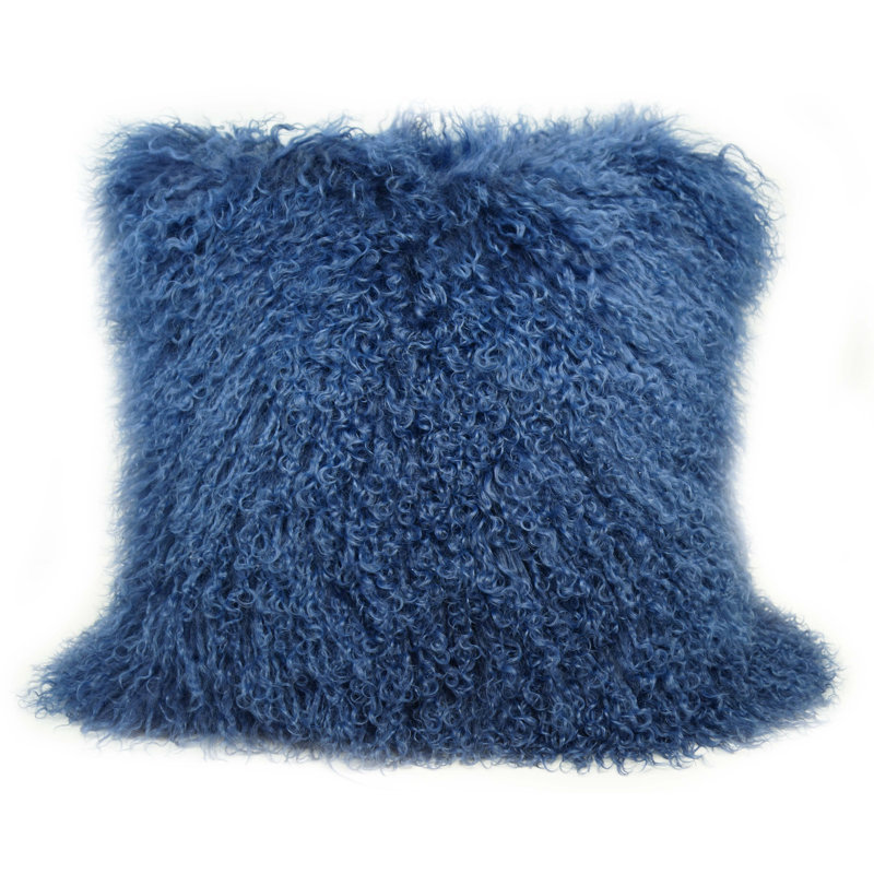 Tibetan Microsuede Throw Pillow, Nautical Blue, 16" x 16", Solid Color