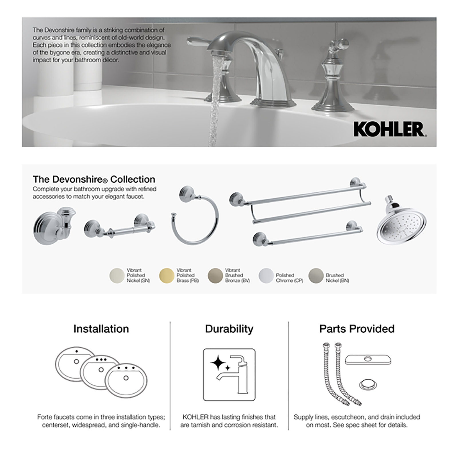 Devonshire Rite-Temp Bath and Shower Trim Set, Npt, Vibrant Polished Brass
