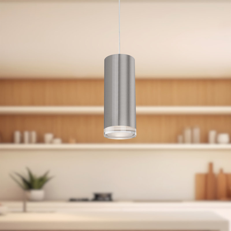 Cameo 1 - Light LED Single Pendant, Brushed Nickel, 10" H x 4" W x 4" D, Brushed Nickel