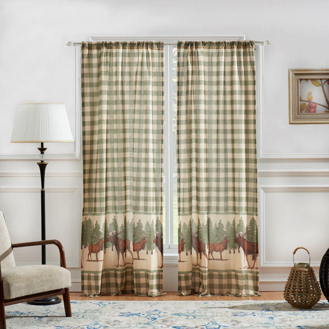 Moose Creek Plaid Semi Sheer Rod Pocket Curtain Panels (Set of 2) Greenland Home Fashions