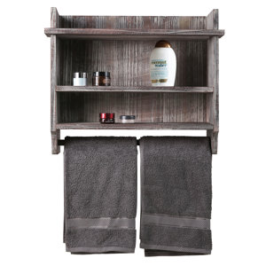 Bensonhurst 23.62'' W x 18.46'' H x 5.98'' D Solid Wood Wall Mounted Bathroom Shelf