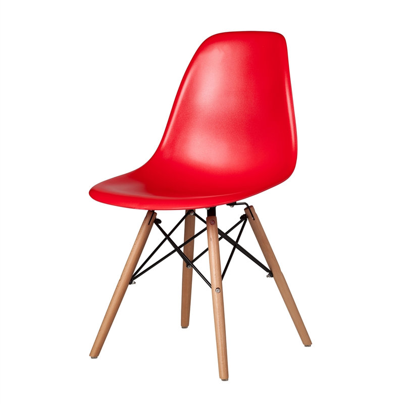 Chaise d'appoint Custer, Rouge / Naturel, 4