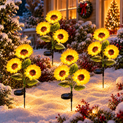 Solar Sunflower Garden Lights Waterproof LED Outdoor Flower Stake Lights for Yard Patio Christmas Decor