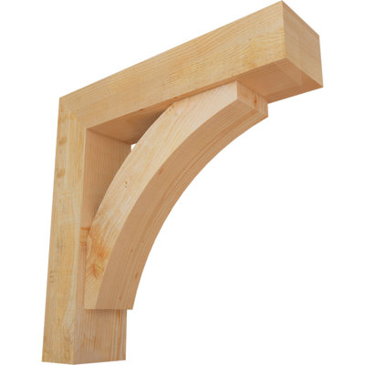 8"W x 34"D x 34"H Thorton Block Rough Sawn Bracket w/ Offset Brace, Douglas Fir