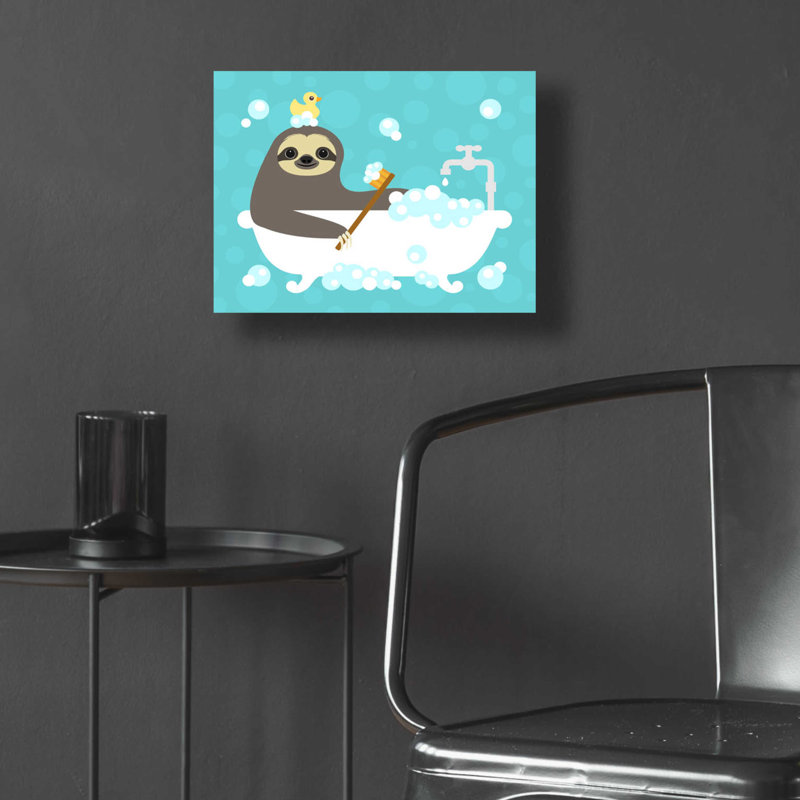«Scrubding Sloth» par Nancy Lee, verre acrylique Wal Art, H 12 po x l 16 po x P 0,13 po