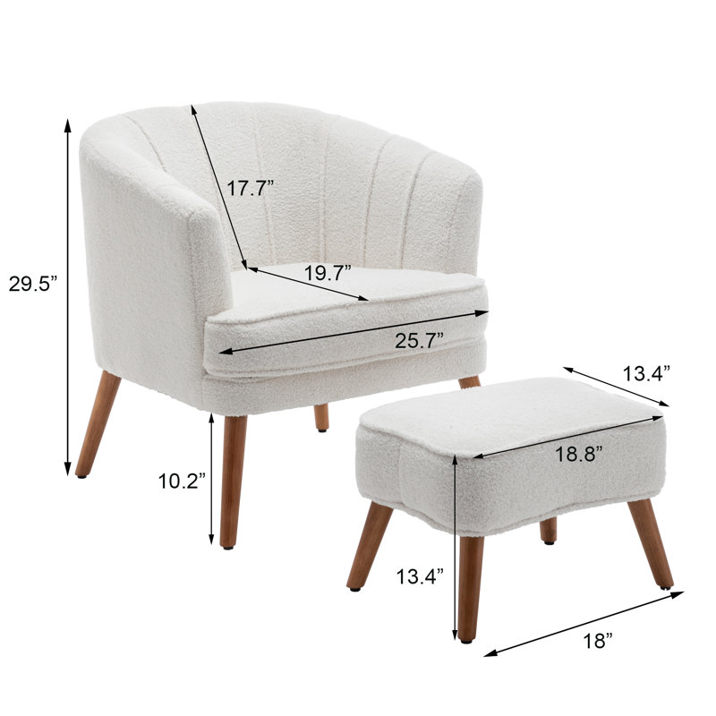 Karcyn Velvet Barrel Chair with Ottoman