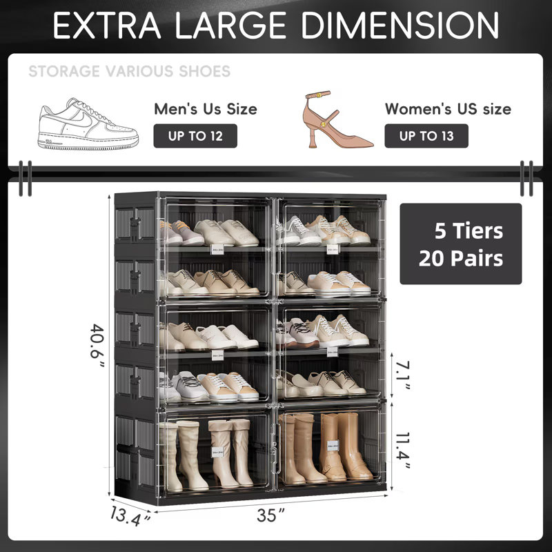 Range-chaussures pliable à 5 niveaux pour vestibule