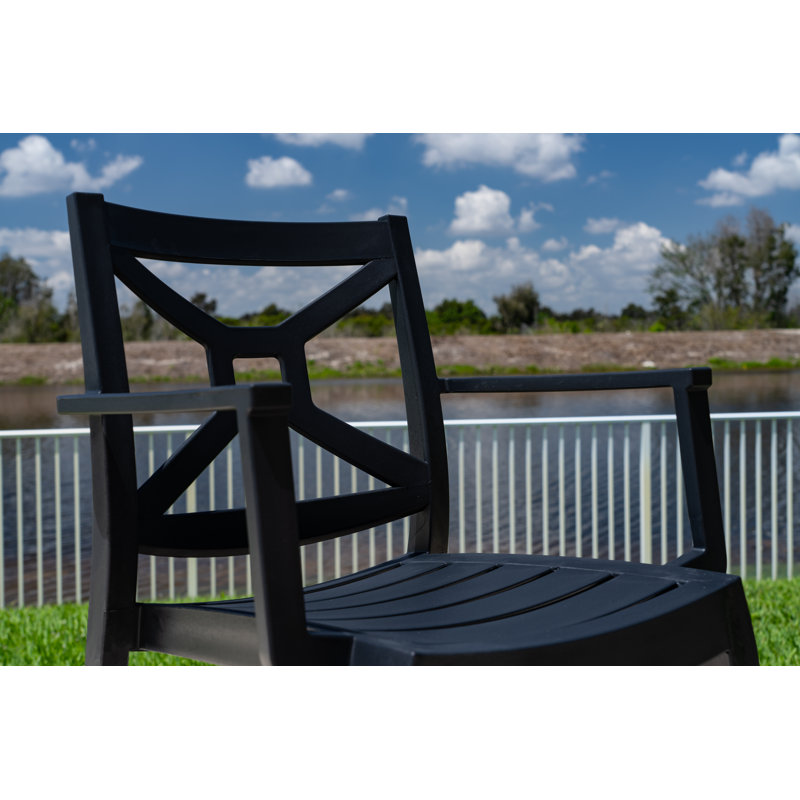 Outdoor Stacking Dining Armchair, Gray