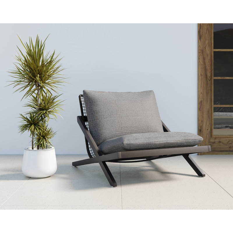 Outdoor Teak Lounge Chair, Gracebay Gray, Black