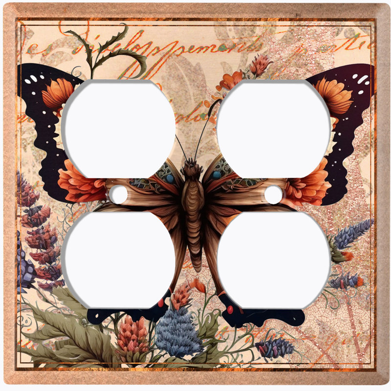 Plaque murale 2 prises Monarch Butterfly