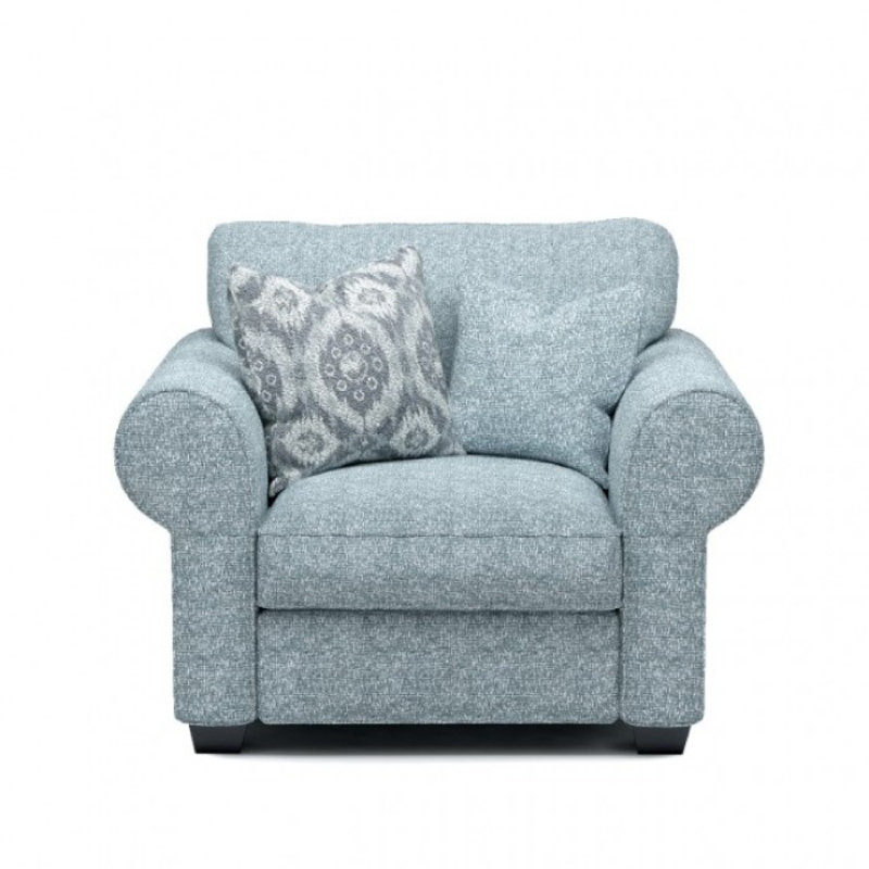 Fauteuil décoratif Berrie, polyester bleu sarcelle, 2 coussins décoratifs, bois noir