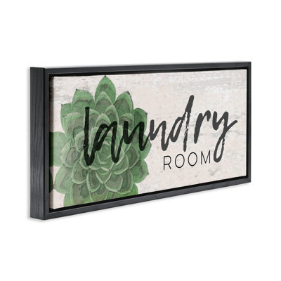 Laundry Room Succulent Framed Floater Canvas Wall Art by Jessica Mundo wrp-1224