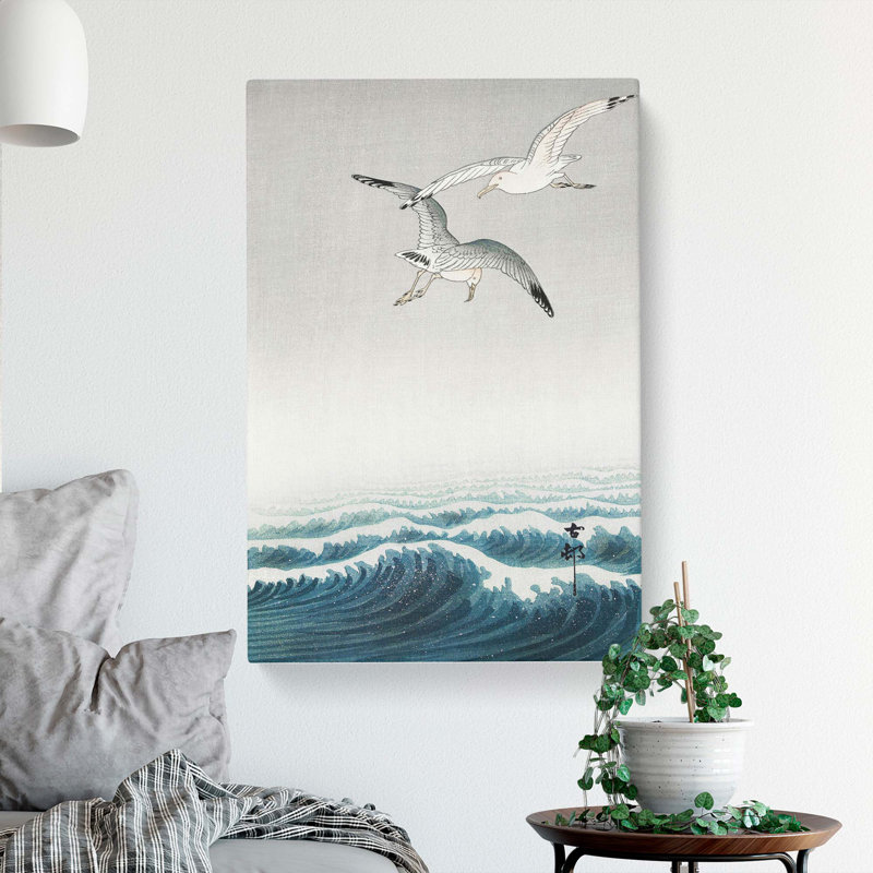 Three Seagulls by Ohara Koson - Wrapped Canvas Painting, 60cm H x 40cm W x 3cm D