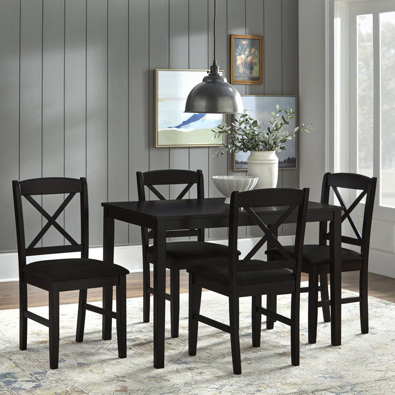 Scarlett 4 - Person Solid Wood Solid Wood Top Four Leg Dining Set, Black